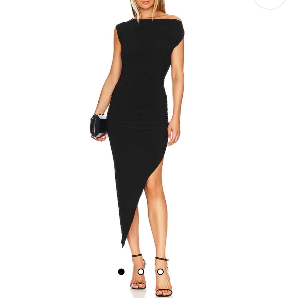 Drop Shoulder Side Drape Gown in Black | Norma Kamali | size Small